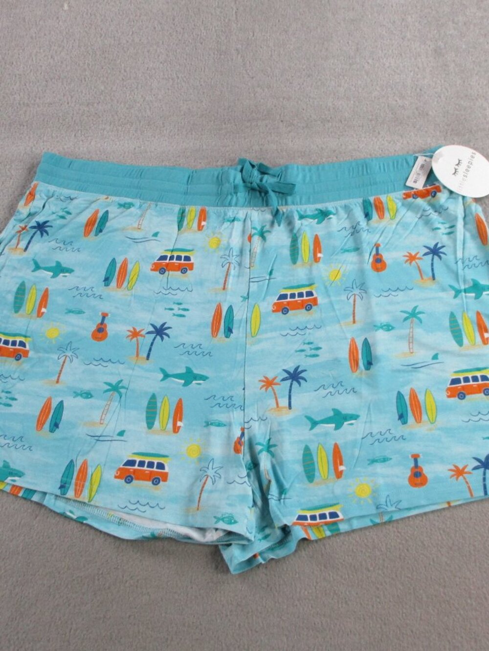 NEW Little Sleepies Womens Pajama Shorts XXL Blue Surf Life Cozy Soft Bamboo PJ